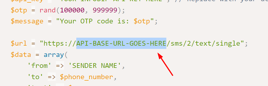 Infobip API base URL inside WordPress for OTP verification via JetformBuilder