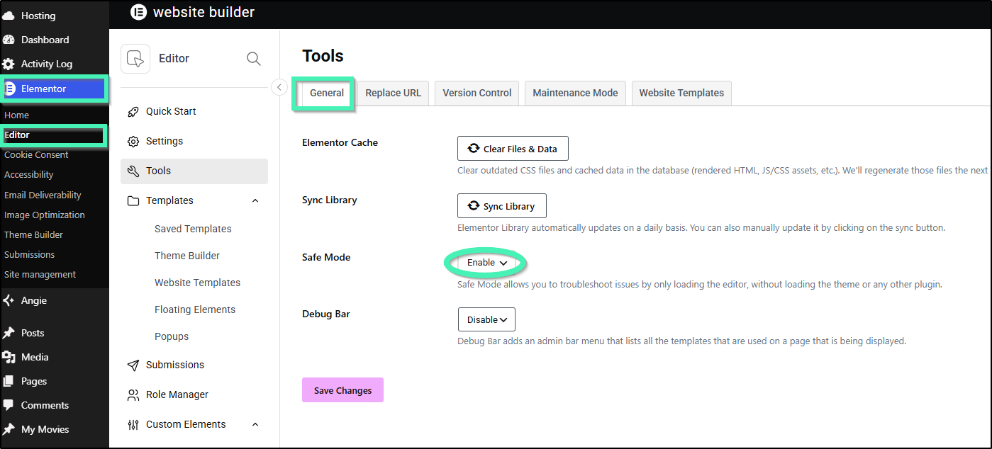Elementor Tools Safe Mode setting for Elementor not loading fixes