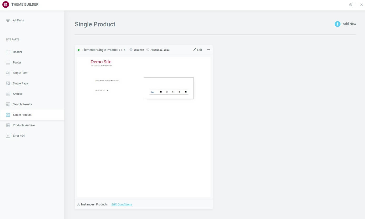Elementor Theme Builder Single Product templates for WooCommerce product pages